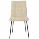 Chaise Liona Athezza Assise de Table Métal et Tissu Beige Siège de Séjour Fauteuil Matelassé 45x56x87cm