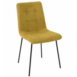 Chaise Liona Athezza Assise de Table Métal et Tissu Gold Siège de Séjour Fauteuil Matelassé 45x56x87cm