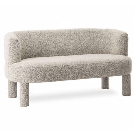 Banquette Reisa Gris Chiné Athezza Banc d’Intérieur Tissu Bouclette Assise Rétro Design Seventies 69x70x140cm