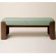 Banquette Jodie Athezza Banc d’Intérieur en Bois et Tissu Vert Assise 2 Places Seventies 42x46x125cm