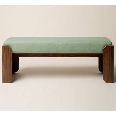 Banquette Jodie Athezza Banc d’Intérieur en Bois et Tissu Vert Assise 2 Places Seventies 42x46x125cm
