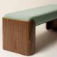 Banquette Jodie Athezza Banc d’Intérieur en Bois et Tissu Vert Assise 2 Places Seventies 42x46x125cm
