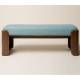 Banquette Jodie Athezza Banc d’Intérieur en Bois et Tissu Turquoise Assise 2 Places Seventies 42x46x125cm