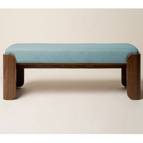 Banquette Jodie Athezza Banc d’Intérieur en Bois et Tissu Turquoise Assise 2 Places Seventies 42x46x125cm