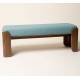 Banquette Jodie Athezza Banc d’Intérieur en Bois et Tissu Turquoise Assise 2 Places Seventies 42x46x125cm