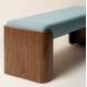 Banquette Jodie Athezza Banc d’Intérieur en Bois et Tissu Turquoise Assise 2 Places Seventies 42x46x125cm