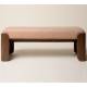 Banquette Jodie Athezza Banc d’Intérieur en Bois et Tissu Orange Assise 2 Places Seventies 42x46x125cm