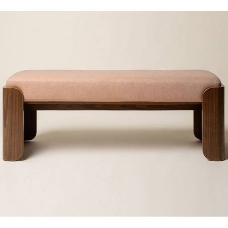 Banquette Jodie Athezza Banc d’Intérieur en Bois et Tissu Orange Assise 2 Places Seventies 42x46x125cm