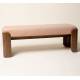 Banquette Jodie Athezza Banc d’Intérieur en Bois et Tissu Orange Assise 2 Places Seventies 42x46x125cm