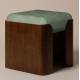 Tabouret Jodie Athezza Pouf d’Intérieur en Bois et Tissu Vert Assise d’Appoint Seventies 43x43x47cm