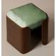 Tabouret Jodie Athezza Pouf d’Intérieur en Bois et Tissu Vert Assise d’Appoint Seventies 43x43x47cm