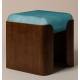 Tabouret Jodie Athezza Pouf d’Intérieur en Bois et Tissu Turquoise Assise d’Appoint Seventies 43x43x47cm