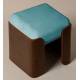 Tabouret Jodie Athezza Pouf d’Intérieur en Bois et Tissu Turquoise Assise d’Appoint Seventies 43x43x47cm