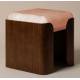 Tabouret Jodie Athezza Pouf d’Intérieur en Bois et Tissu Orange Assise d’Appoint Seventies 43x43x47cm