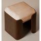 Tabouret Jodie Athezza Pouf d’Intérieur en Bois et Tissu Orange Assise d’Appoint Seventies 43x43x47cm