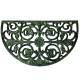 Tapis Gratte Pieds en Forme de Demi Lune ou Paillasson Motifs Volutes et Feuilles en Fonte Patinée Vert 1x39,5x68cm