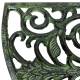 Tapis Gratte Pieds en Forme de Demi Lune ou Paillasson Motifs Volutes et Feuilles en Fonte Patinée Vert 1x39,5x68cm