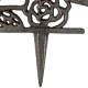 Bordure de Jardin Bordurette Extérieure en Fonte Patinée Marron Grille Motif Fleurs 0,8x20,5x23,5cm