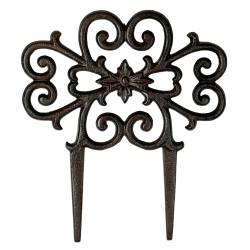 Bordure Extérieure Grille en Fonte Patinée Marron Décoration à Planter 0,5x29x31,5cm