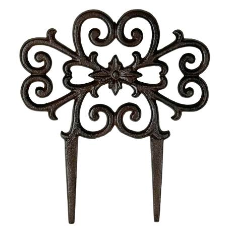 Bordure Extérieure Grille en Fonte Patinée Marron Décoration à Planter 0,5x29x31,5cm