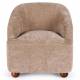 Fauteuil Dakota Athezza Chaise d’Intérieur Tissu Taupe et Bois Assise de Salon Rétro 73x74x76cm