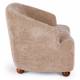 Fauteuil Dakota Athezza Chaise d’Intérieur Tissu Taupe et Bois Assise de Salon Rétro 73x74x76cm