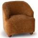 Fauteuil Dakota Athezza Chaise d’Intérieur Tissu Camel et Bois Assise de Salon Rétro 73x74x76cm