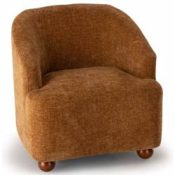 Fauteuil Dakota Athezza Chaise d’Intérieur Tissu Camel et Bois Assise de Salon Rétro 73x74x76cm