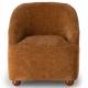 Fauteuil Dakota Athezza Chaise d’Intérieur Tissu Camel et Bois Assise de Salon Rétro 73x74x76cm