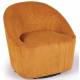 Fauteuil Pivotant Viby Athezza Siege de Salon Tissu Cotelé Ocre et Métal Assise Lounge 74x76x76cm