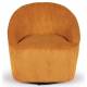 Fauteuil Pivotant Viby Athezza Siege de Salon Tissu Cotelé Ocre et Métal Assise Lounge 74x76x76cm