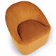 Fauteuil Pivotant Viby Athezza Siege de Salon Tissu Cotelé Ocre et Métal Assise Lounge 74x76x76cm