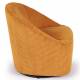 Fauteuil Pivotant Viby Athezza Siege de Salon Tissu Cotelé Ocre et Métal Assise Lounge 74x76x76cm
