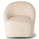 Fauteuil Pivotant Viby Athezza Siege de Salon Tissu Cotelé Beige et Métal Assise Lounge 74x76x76cm