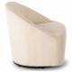 Fauteuil Pivotant Viby Athezza Siege de Salon Tissu Cotelé Beige et Métal Assise Lounge 74x76x76cm