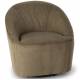Fauteuil Pivotant Viby Athezza Siege de Salon Tissu Cotelé Kaki et Métal Assise Lounge 74x76x76cm