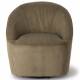 Fauteuil Pivotant Viby Athezza Siege de Salon Tissu Cotelé Kaki et Métal Assise Lounge 74x76x76cm