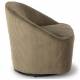 Fauteuil Pivotant Viby Athezza Siege de Salon Tissu Cotelé Kaki et Métal Assise Lounge 74x76x76cm
