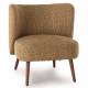 Fauteuil Miranda Athezza Siège de Salon en Tissu Moutarde et Bois Assise d’Intérieur Esprit Vintage 70x70x76cm