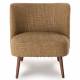 Fauteuil Miranda Athezza Siège de Salon en Tissu Moutarde et Bois Assise d’Intérieur Esprit Vintage 70x70x76cm