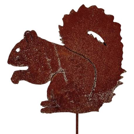 Ecureuil Léonard Plaque de Jardin Silhouette en Acier Oxydé Décoration Extérieure 1x25x27,5cm