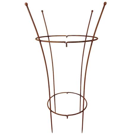 Grand Cerceau à Plantes Support à Pivoine en Acier Oxydé Cercle à Double Ouverture Treillis de Jardin 70x70x114cm