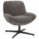 Fauteuil Smile Athezza Assise Lounge Tissu Gris et Métal Noir Siège de Salon Design 72x75x79cm
