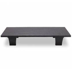 Table Basse Vinh Athezza Table de Salon Rectangulaire Manguier Finition Noire Design Ethnique 35x60x160cm
