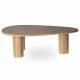 Table Basse Biella Athezza Table de Salon Travertin Forme Triangulaire Triple Piètement Rond 38x70x120cm