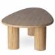 Table Basse Biella Athezza Table de Salon Travertin Forme Triangulaire Triple Piètement Rond 38x70x120cm