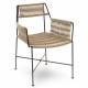 Fauteuil Moda Athezza Assise à Accoudoirs Fer et Corde Siège Extérieur Chaise Outdoor Beige et Noir 58,5x59x78cm