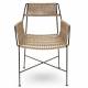 Fauteuil Moda Athezza Assise à Accoudoirs Fer et Corde Siège Extérieur Chaise Outdoor Beige et Noir 58,5x59x78cm