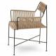 Fauteuil Moda Athezza Assise à Accoudoirs Fer et Corde Siège Extérieur Chaise Outdoor Beige et Noir 58,5x59x78cm