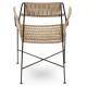 Fauteuil Moda Athezza Assise à Accoudoirs Fer et Corde Siège Extérieur Chaise Outdoor Beige et Noir 58,5x59x78cm